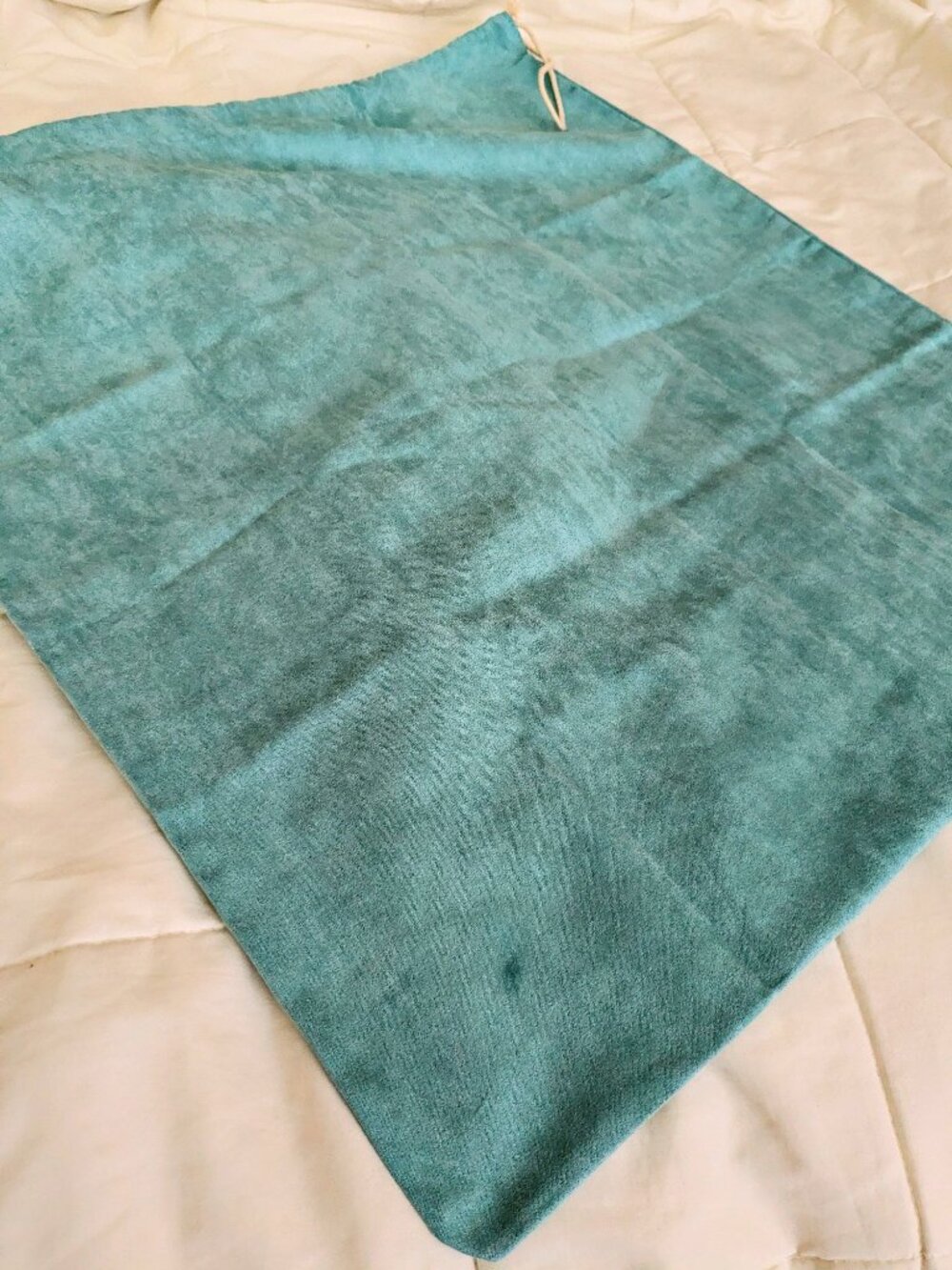 Spartina 449 Drawstring Handbag Velveteen Dust Bag Sea Green Blue Large 21 x 19 - Picture 3 of 5